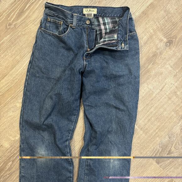 Vintage LL Bean Flannel Lined Blue Jeans Womens 10 Petite Outdoor Grunge 90s - Picture 5 of 10